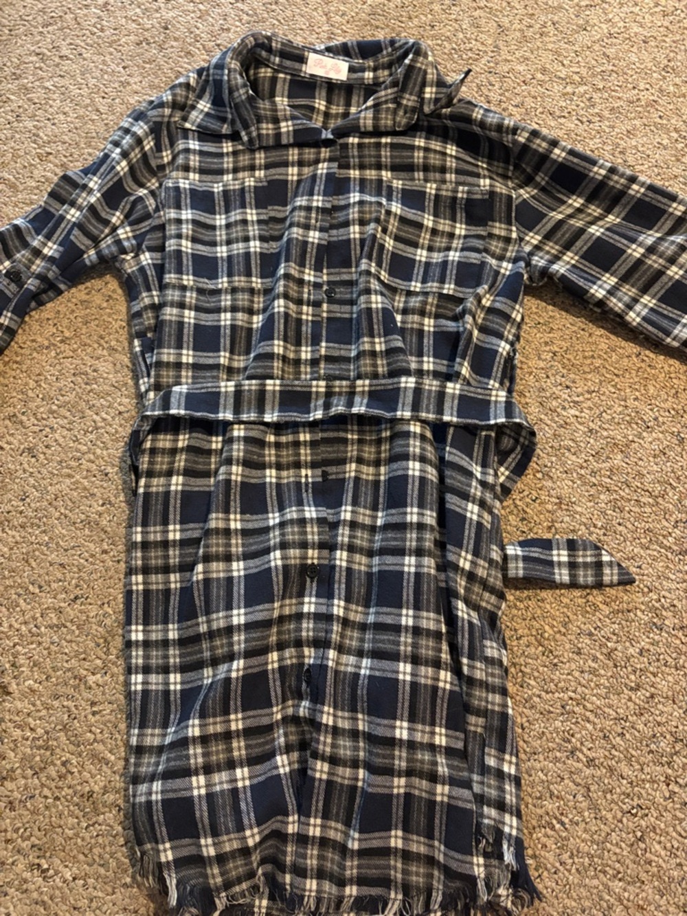 Pink Lily Womens Navy and White Plaid Dress